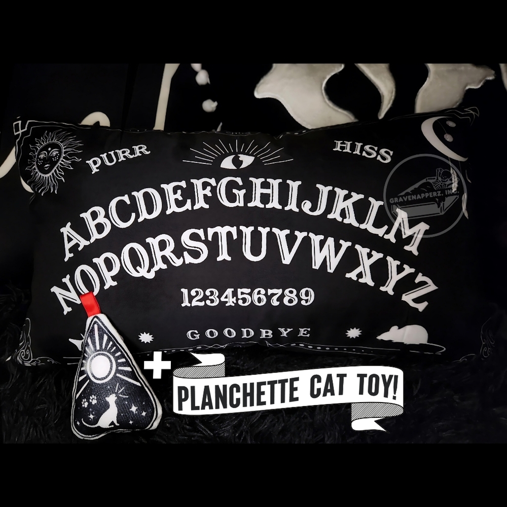Kitty Familiar Spirit Board Pillow Cover OOAK Ready-to-Ship Goth Decor Halloween